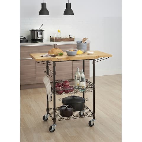 TRINITY PRO Bamboo Kitchen Cart in Bronze Anthracite