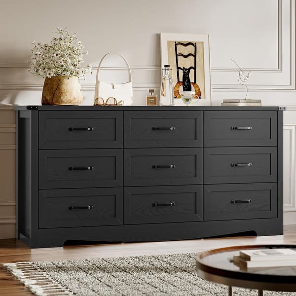 black 9 drawer bedroom dresser Suki Burnished Black 9 Drawer Dresser