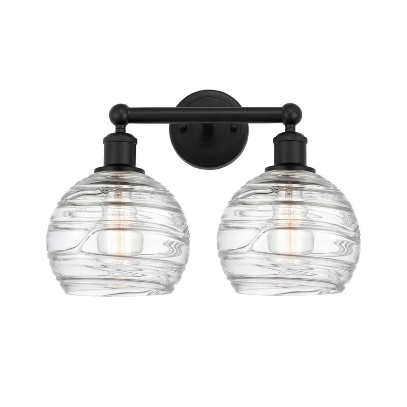 Innovations Lighting Athens Deco Swirl - 2 Light 17" Bath Vanity Light - Matte Black/Clear Deco Swirl