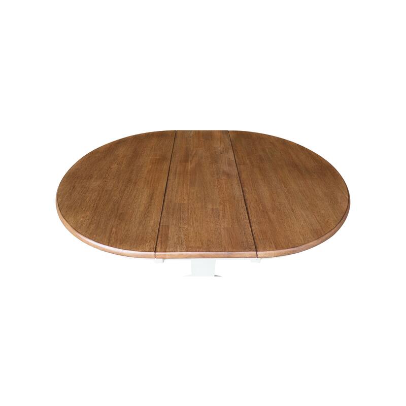 36" Solid Wood Round Top Pedestal Dining Table with 12 in Leaf
