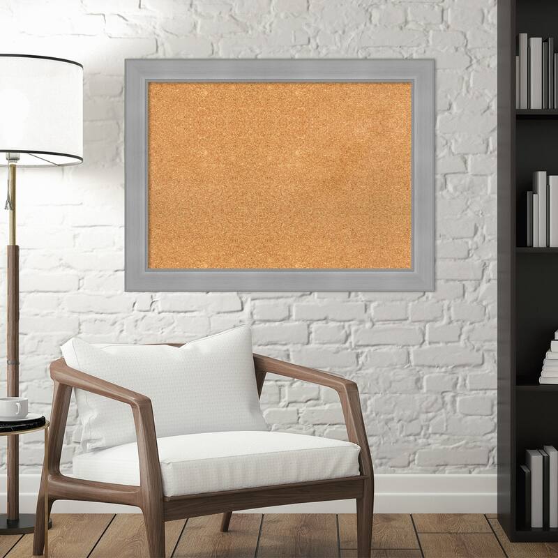 Vista Brushed Nickel Framed Cork Bulletin Memo Board