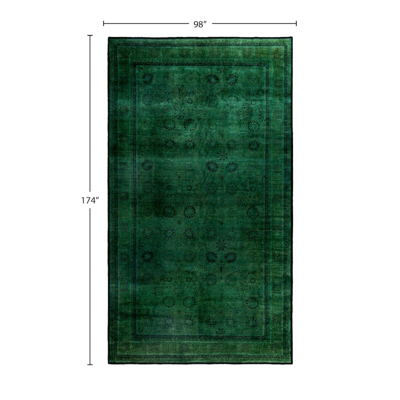 Overdyed One-of-a-Kind Hand-Knotted Area Rug - Green - 8' 2" x 14' 6"