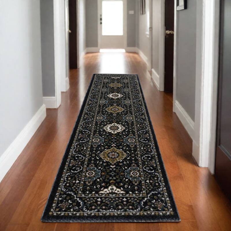 HomeRootsMedallion Traditional Rectangle Area Rug - 92.52' X '26.77' X '0.47 - Gold
