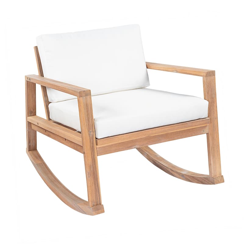Christopher Knight Home Vaelorian Acacia Wood Outdoor Lounge Chair with Cushion