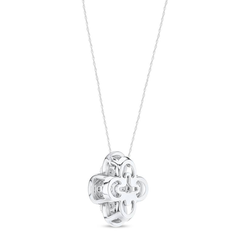 1/5ct TDW Diamond Clover Frame Pendant Necklace in 10k Gold for Women