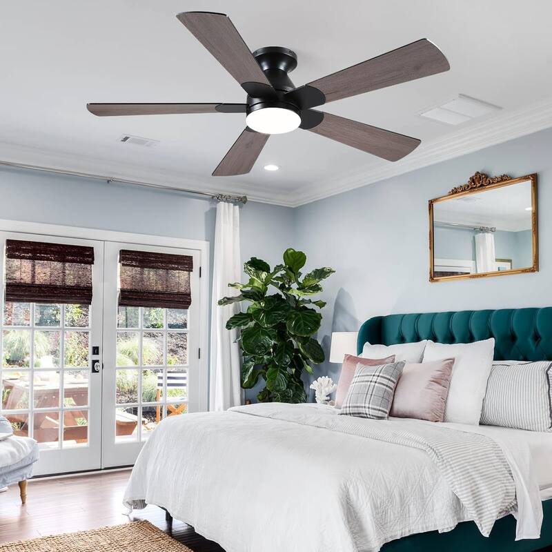 52 Inch Modern Ceiling Fan with Light and Remote 5 Plywood Blades for Living Room Bedroom Patio - 52 Inches