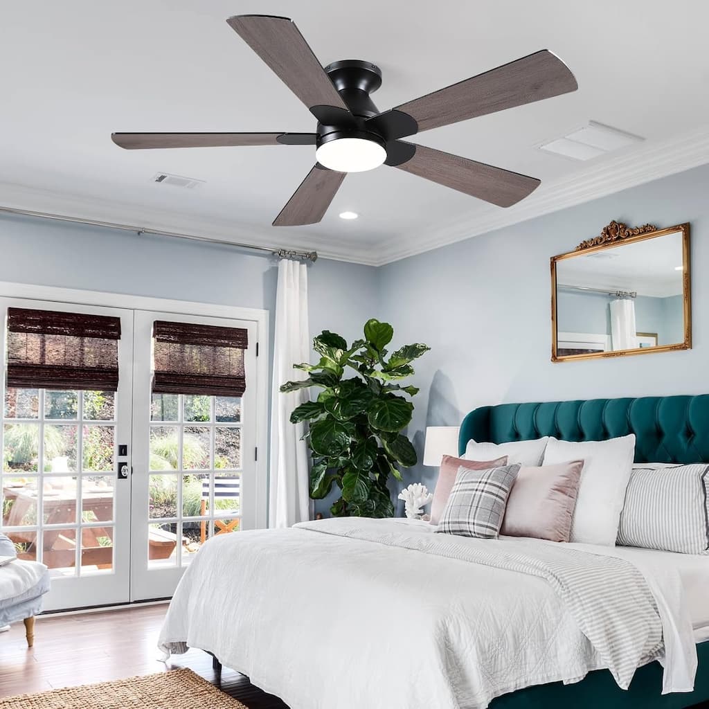 52 Inch Modern Ceiling Fan with Light and Remote 5 Plywood Blades for Living Room Bedroom Patio - 52 Inches