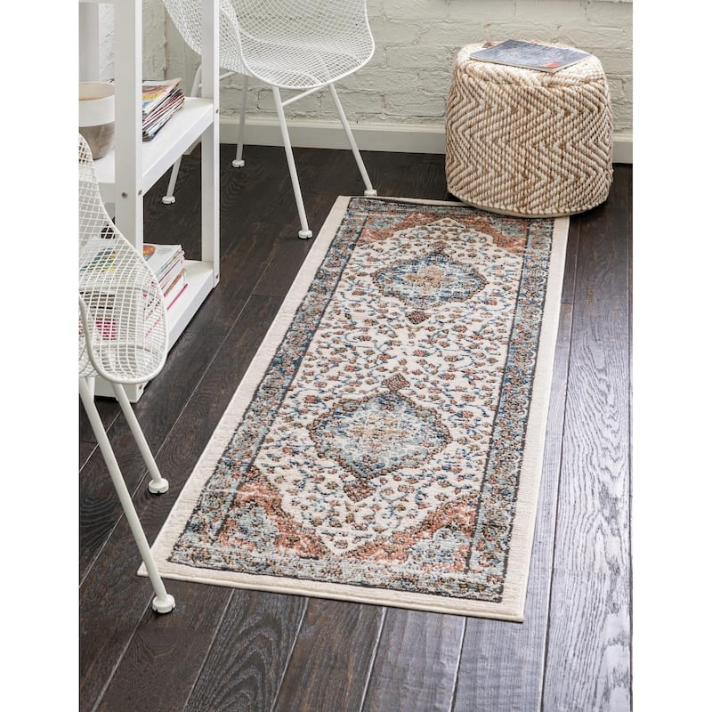 Traditional Jeopok Collection Area Rug - Ivory - 2'x8'
