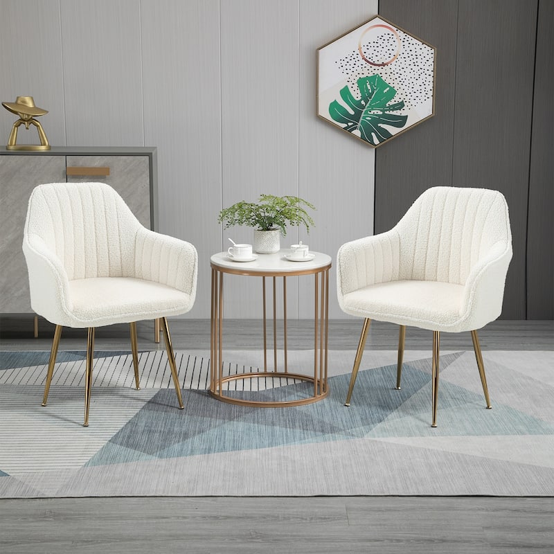AVAWING Accent Arm Chairs Set of 2 Upholstered Velvet Dining Chairs - White
