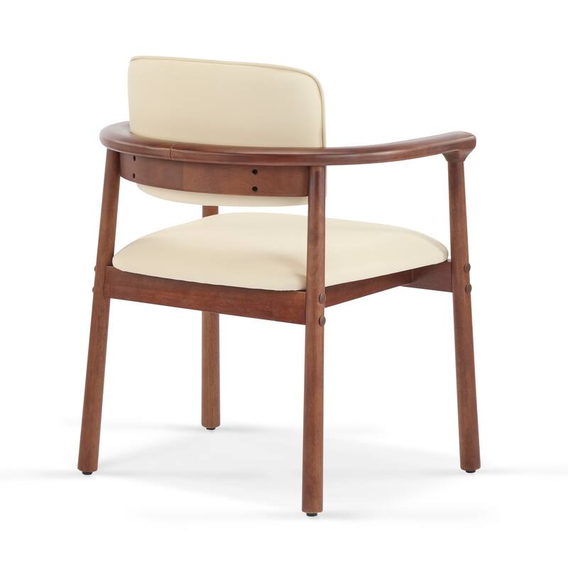 Dining Chairs Set of 2, Modern Kitchen & Dining Room Chairs, PU Upholstered Armchairs with Rubber Wood Frame