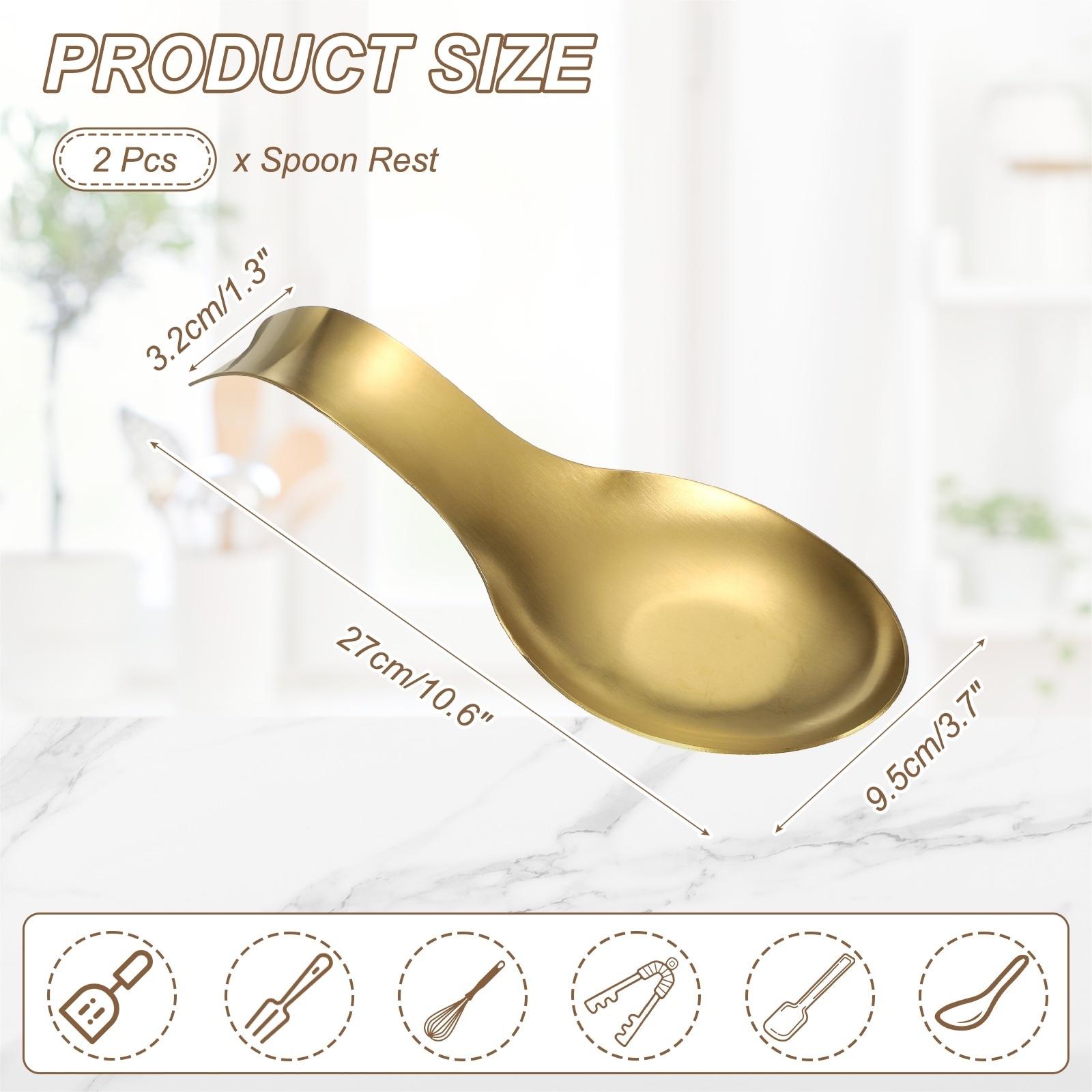 Spoon Rest, Stainless Steel Spoon Holder Heat Resistant Spatula Ladle Rest Kitchen Utensil Rack