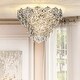 preview thumbnail 1 of 5, 6-Light Glam Silver Leaf Tiered Flush Mount Ceiling Light with Hexagonal Glass Accents - W:19.7"