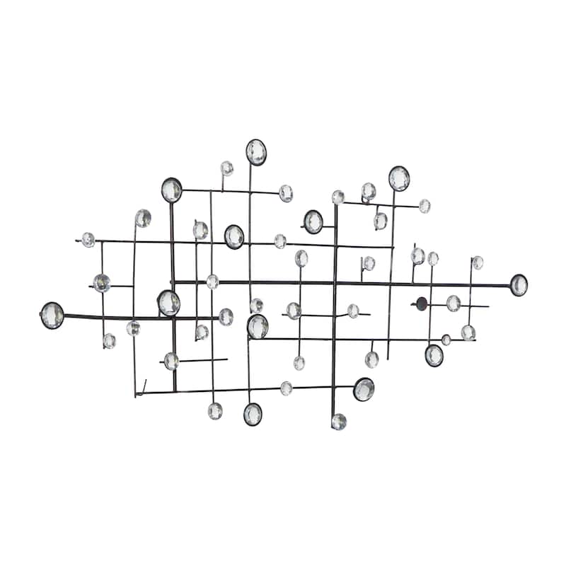 Silver Metal Abstract Home Wall Decor with Crystal Embellishments
