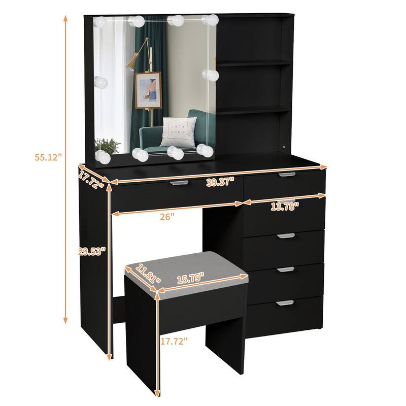 Makeup Table Set with LED lights - N/A