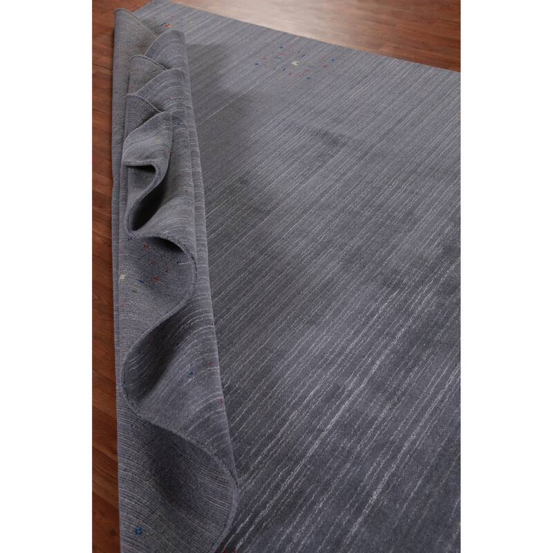 Hand Knotted Oriental 100% Wool Carpet Tribal Tribal Greys & Charcoal Gabbeh Area Rug - 10' 1'' X 8' 3''