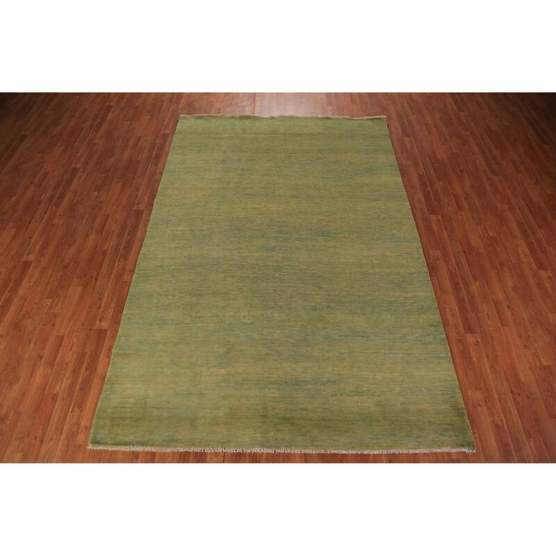 Green & Yellow Gabbeh Modern Area Rug Handmade Wool Carpet - 6'4" x 9'7"