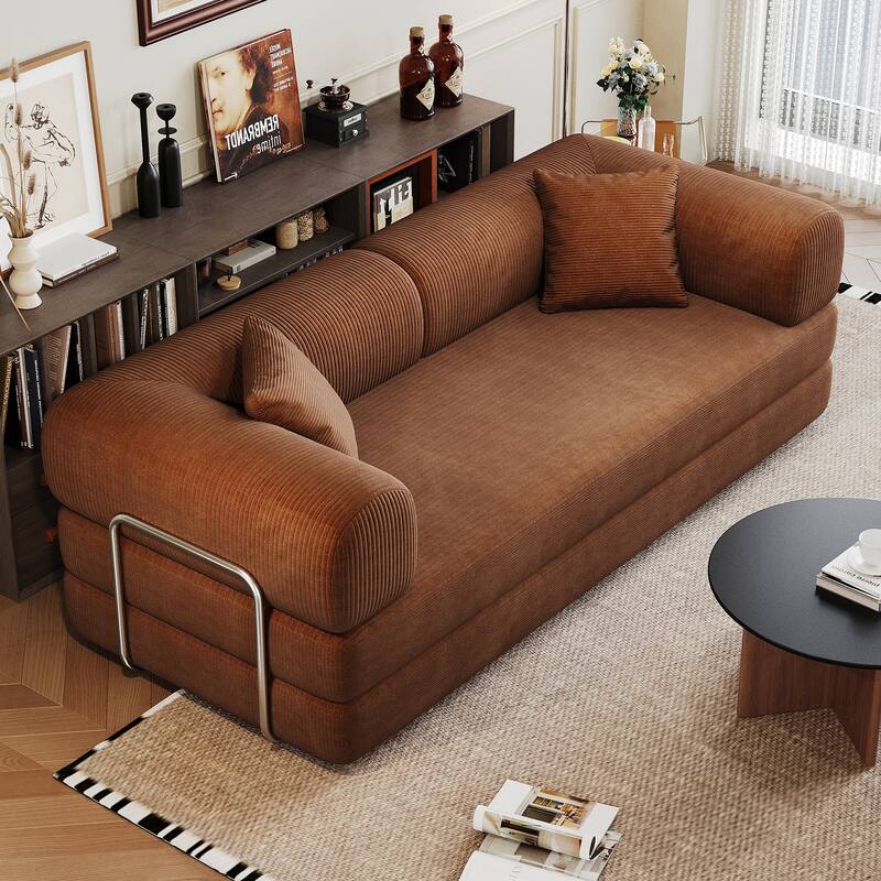 78.8" Convertible Floor Sofa Bed, Corduroy Folding Mattress Sofa Couch for Small Spaces ,No Assembly