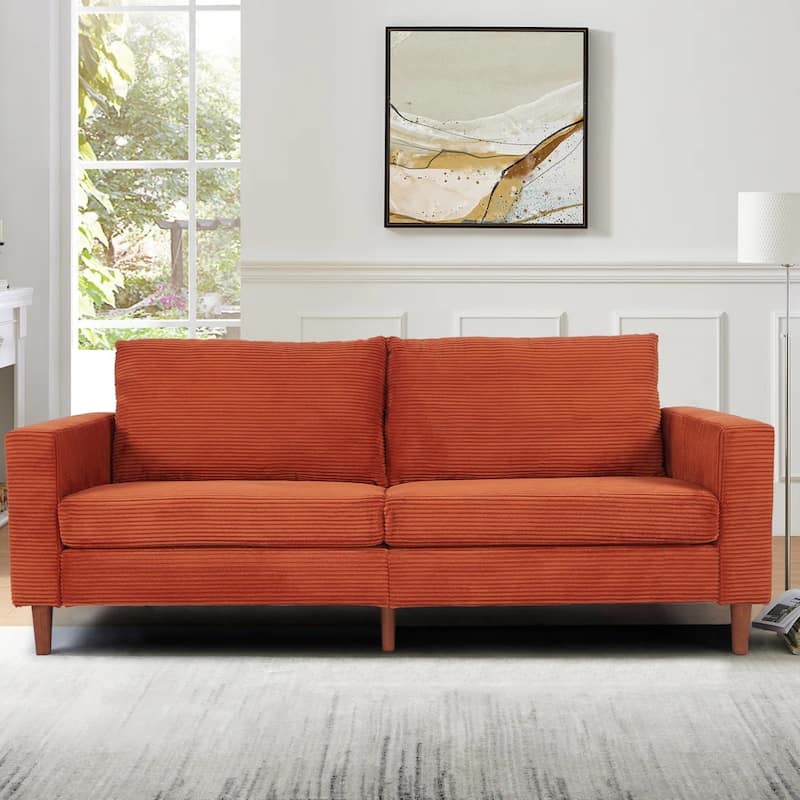 82.7" Sofas for Living Room, Comfy Love Seat Couches, Corduroy Loveseat Sofa,, Easy Assembly for Small Spaces - Orange