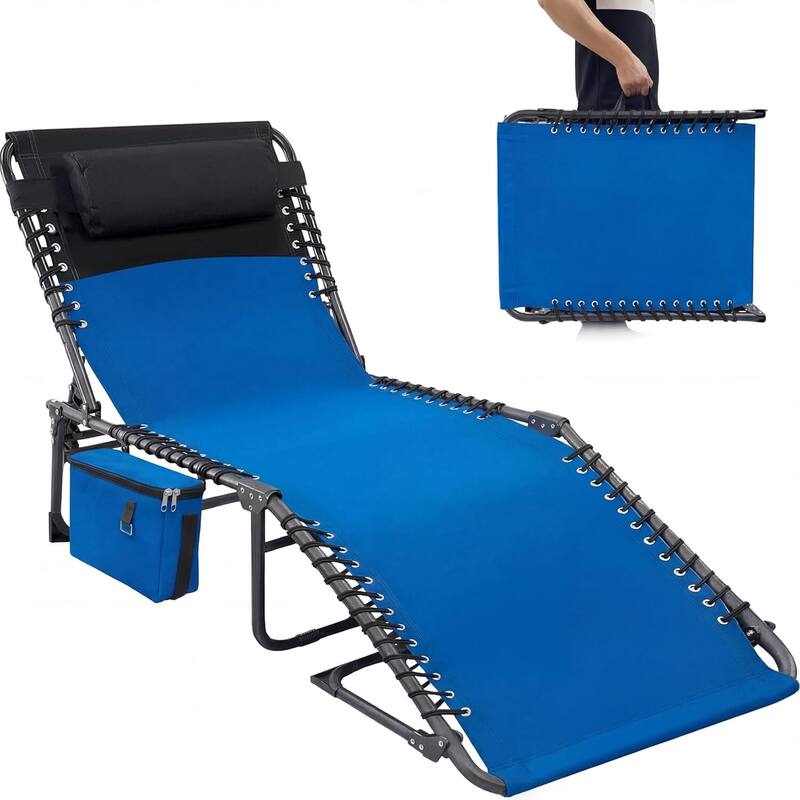 Outdoor Chaise Lounge Chair, Sun Tanning Chair with Carrying Handle for Garden, Beach, Patio