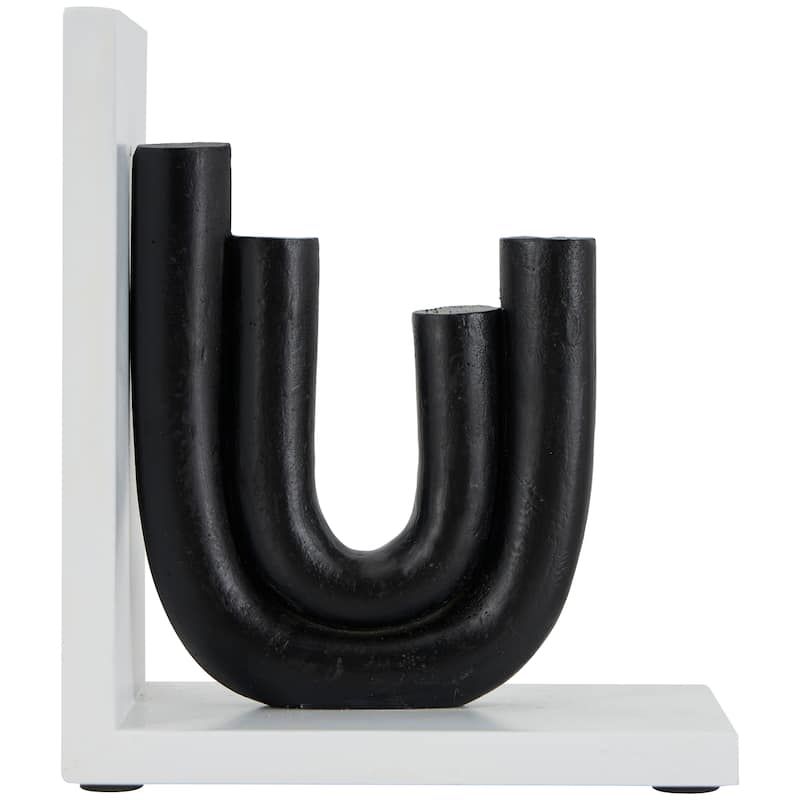 CosmoLiving by Cosmopolitan Black or White Wooden Bookends with White or Black Stands (Set of 2)
