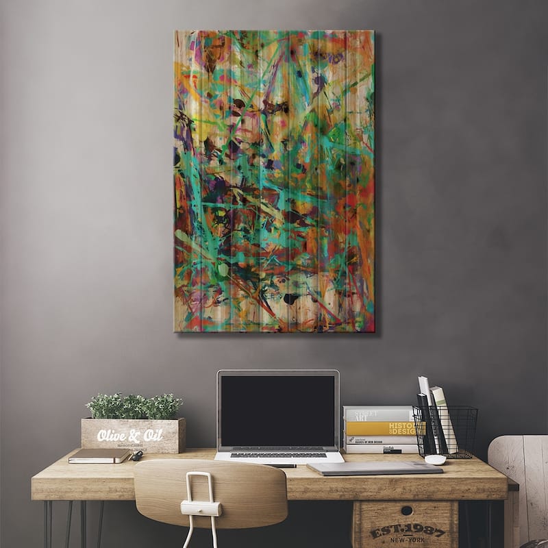 Pollock Wink XXVII Print On Wood by Angel Estevez - Multi-Color