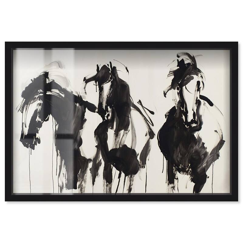 Horses in Ink Shadowbox by Art Remedy - Black - 24" x 16"