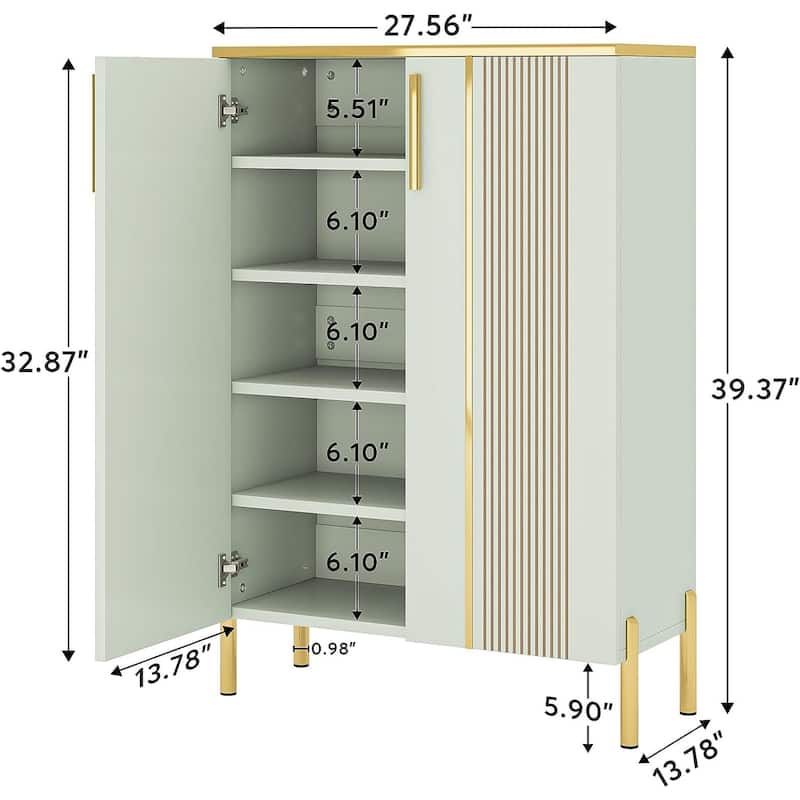 6-Tier Shoe Cabinet with Doors, Entryway Shoe Organizer Cabinet for Entryway