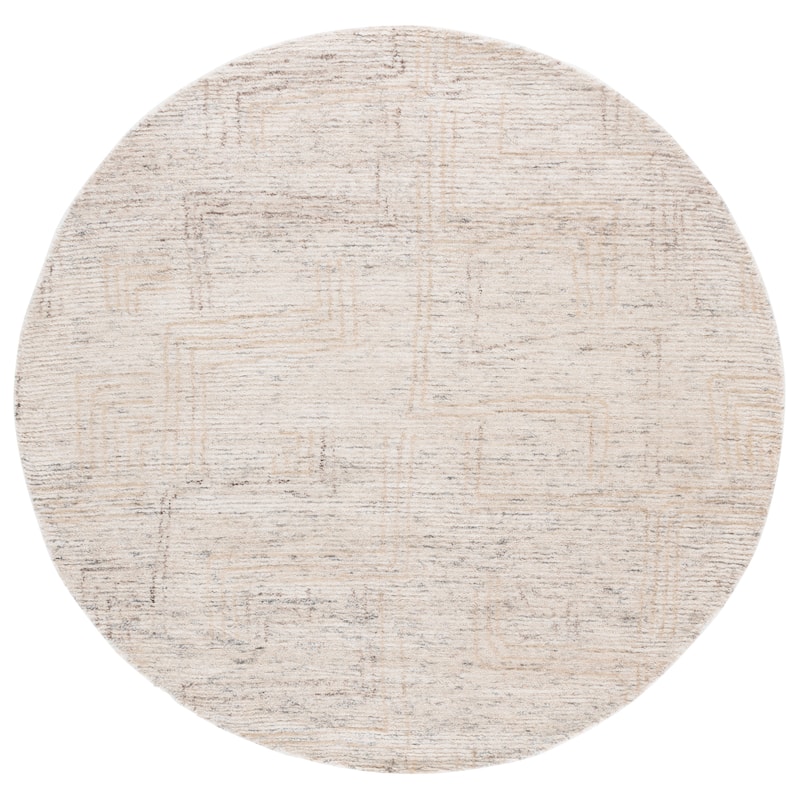 SAFAVIEH Handmade Ebony Waltraut Modern & Contemporary Wool Rug - 6' Round - Ivory/Beige