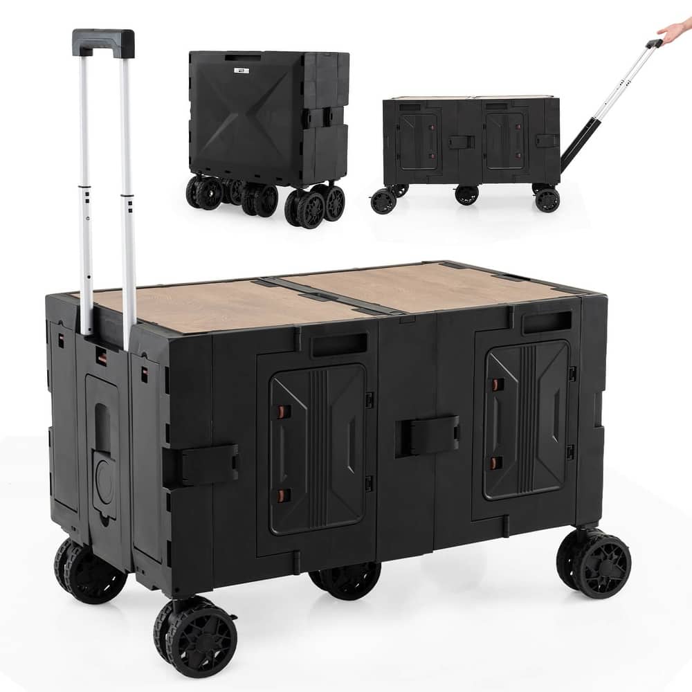 Costway Large Foldable Utility Cart with 2-Tier Storage Crates 5 - See Details