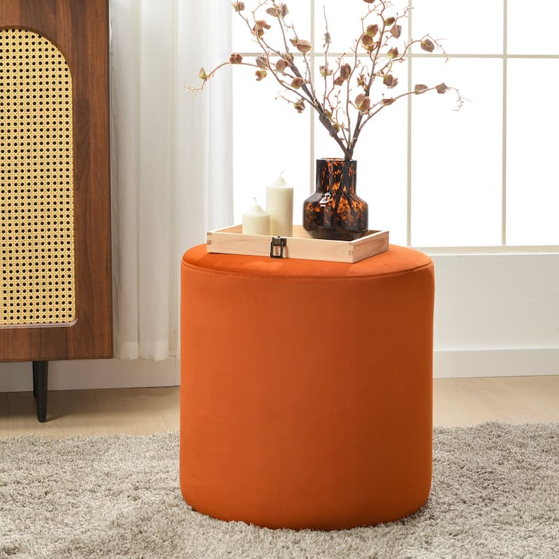 KINWELL Round Upholstered Pouf Ottoman Footrest