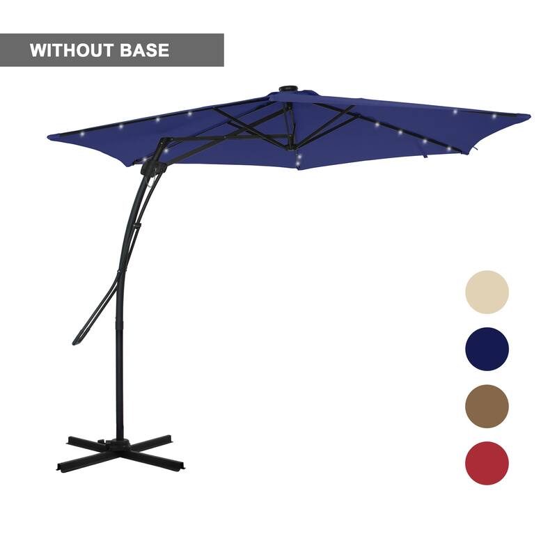 Clihome 10ft Outdoor Patio Cantilever Umbrella with LED Lights - Blue