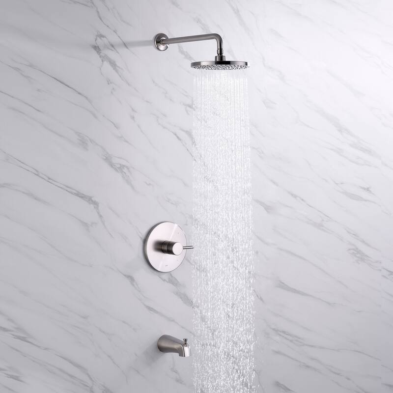 Luxier SS-C01 Single-Handle 1-Spray Tub and Shower Faucet with Valve - Brushed Nickel
