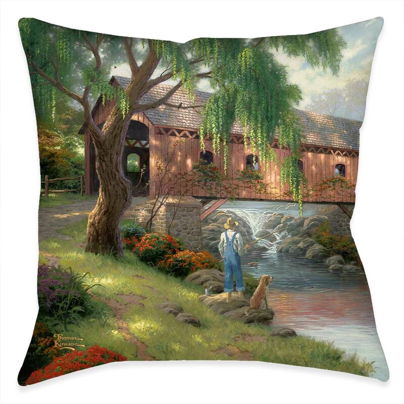 Thomas Kinkade The Old Fishin' Hole Indoor Decorative Pillow by Laural Home