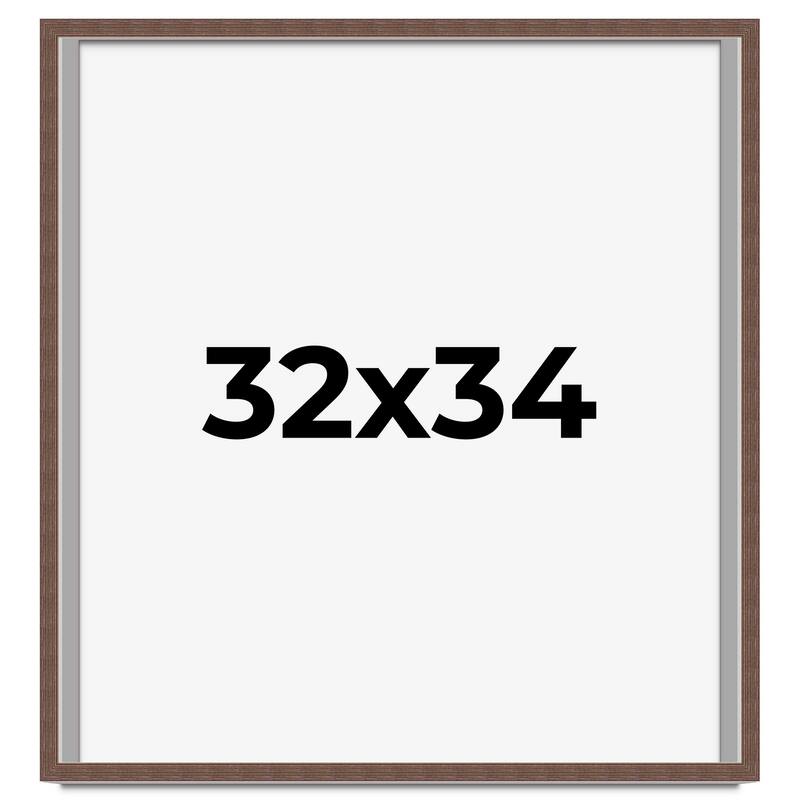 32x34 Shadow Box Frame Brown | 1.125 inches Deep Real Wood Rustic