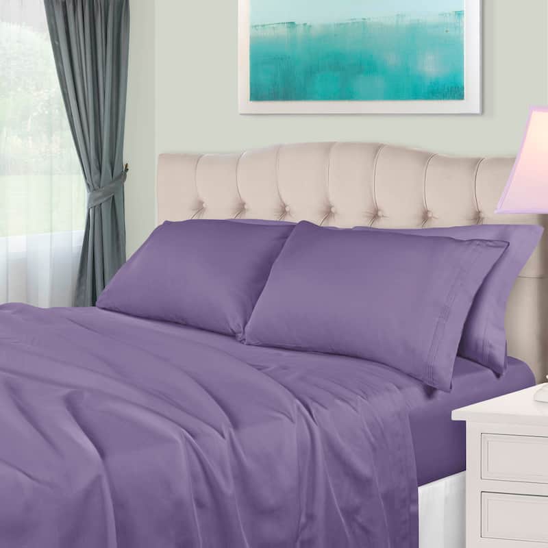 Superior Egyptian Cotton 650 Thread Count Bed Sheet Set - Olympic Queen - Wisteria