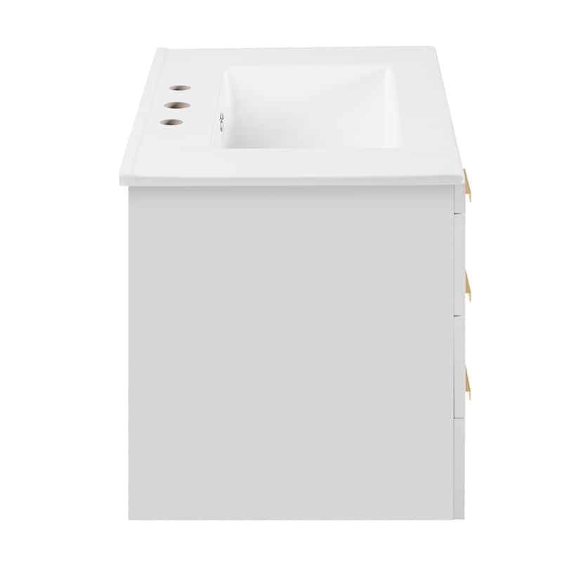 30" Wall Mounted Bathroom Cabinet with Integrated White Ceramic Sink - 30'' x 18.4'' x 20''
