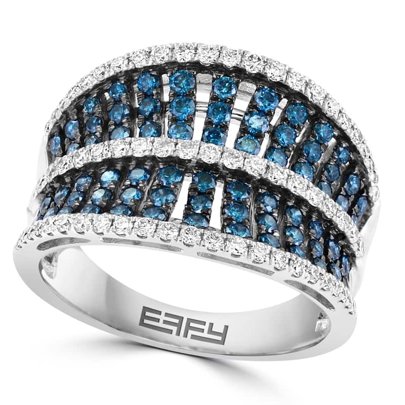 Effy Women's 14K White Gold Diamond,Blue Diamond Ring