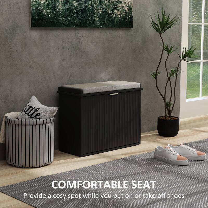 Particleboard and MDF Shoe Storage Bench with Cushion Seat and Drawer Cabinet