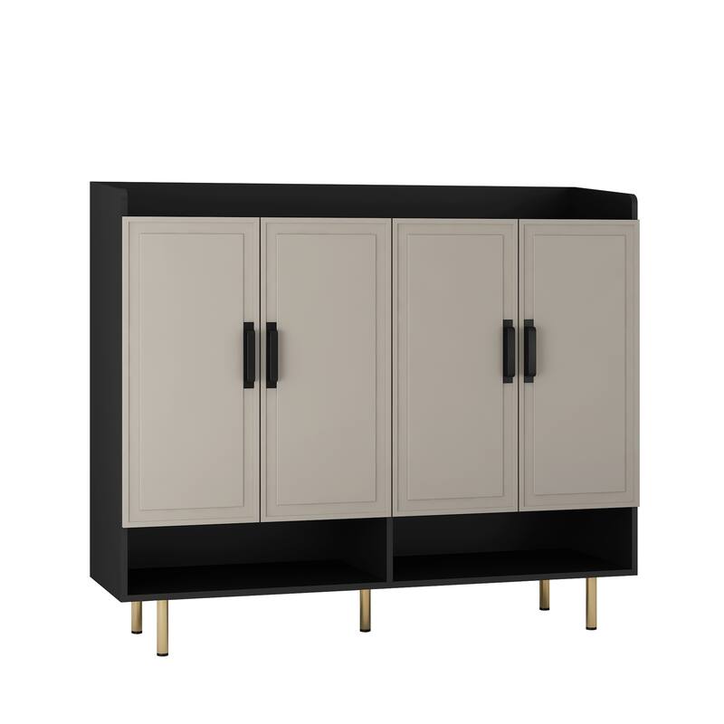 Modern Shoe Cabinet with 4 Doors, Shoe Storage Organizer with Adjustable Shelves for Entryway