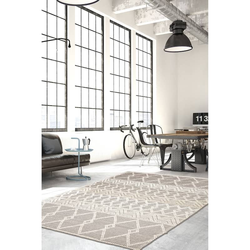 ECARPETGALLERY Braid weave Sienna Grey Wool Rug - 6'1 x 8'10