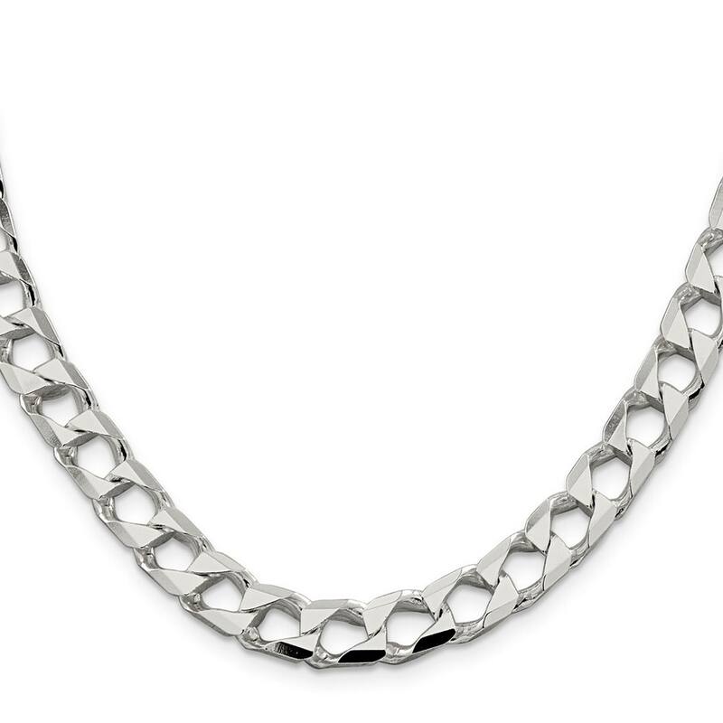 Curata 925 Sterling Silver 6.75mm Polished Open Curb Chain Necklace