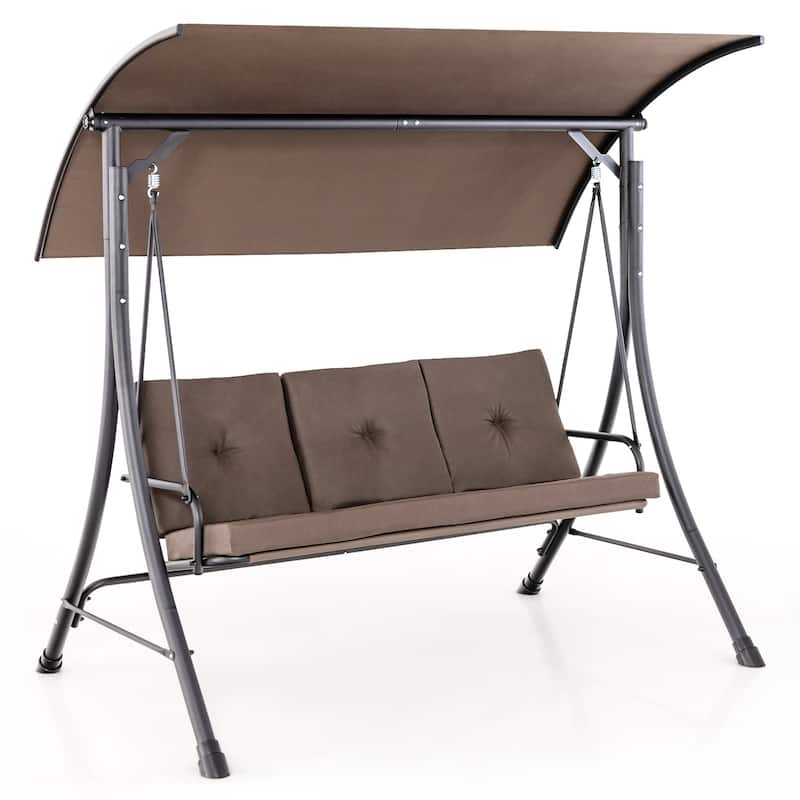 Costway 3-Seat Outdoor Porch Swing Adjustable Canopy Padded Cushions - See Details