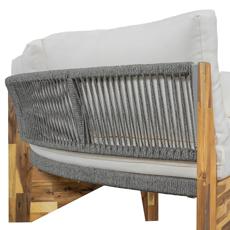 Outdoor 6-Person Round Sectional Furniture Set Patio Sectional Sofa Set with Round Coffee Table for Garden Backyard