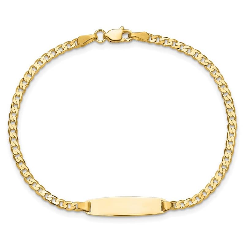 Curata 14k Yellow Gold 5.5mm Curb Link ID Bracelet Options: 7" 8"