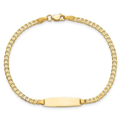 Curata 14k Yellow Gold 5.5mm Curb Link ID Bracelet Options: 7" 8"