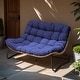 preview thumbnail 42 of 48, Double Papasan Chair Loveseat with Cushion, All-weather PE Rattan and Metal Frame for Indoor Outdoor