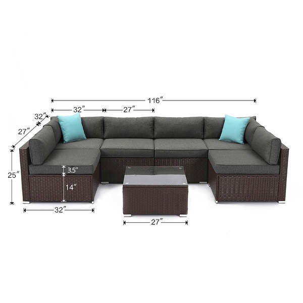 COSIEST 7-piece Outdoor Patio Furniture Wicker Sofa