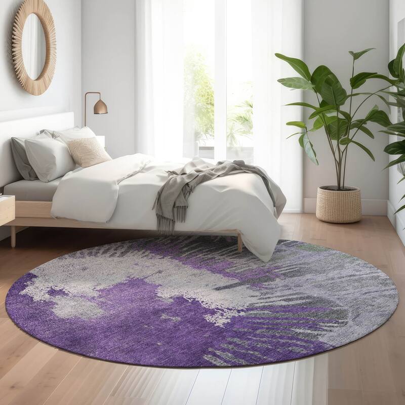 Premium Washable Super Soft Abstract Palmer Mayfield Rug - Purple - 8' x 8' - Round