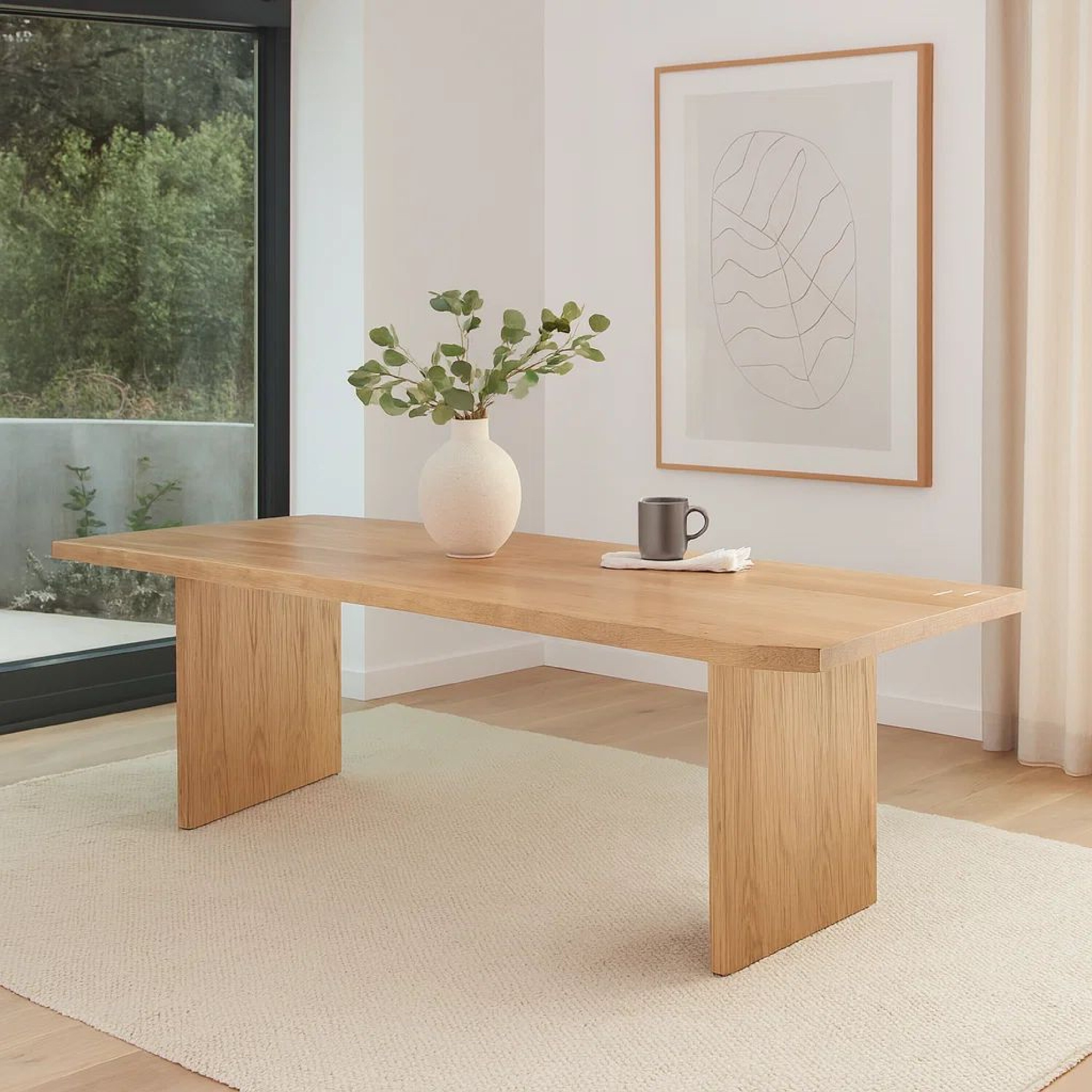Rux 95 Inch Dining Table, Rectangular, Live Edge Wire Brushed