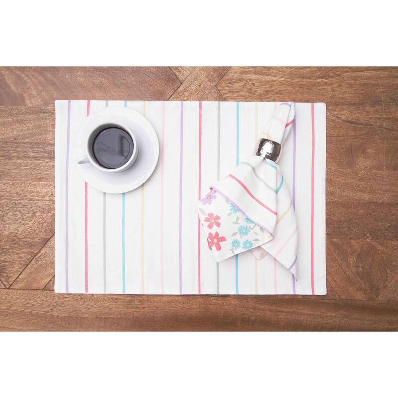 Bunnies & Blooms Placemats Set of 6, 14" x 20" - Multicolored